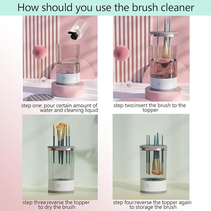 Makeup Brush Cleaner Machine, Electric Cosmetic Beauty Makeup Brushes with Brush Protective Cover and Cleaning Mat