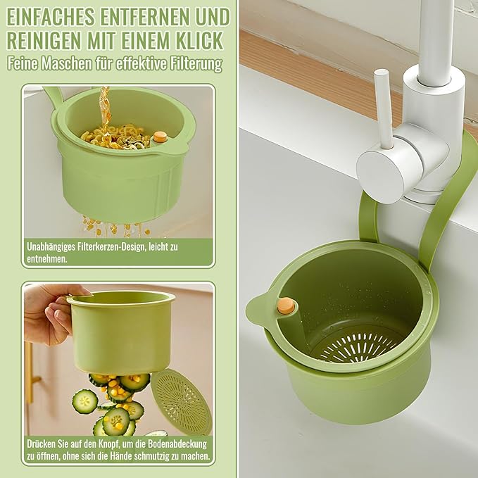 Sink Strainer Basket Hanging Kitchen Sink Strainer Basket with Press Flush Design and Self-Cleaning