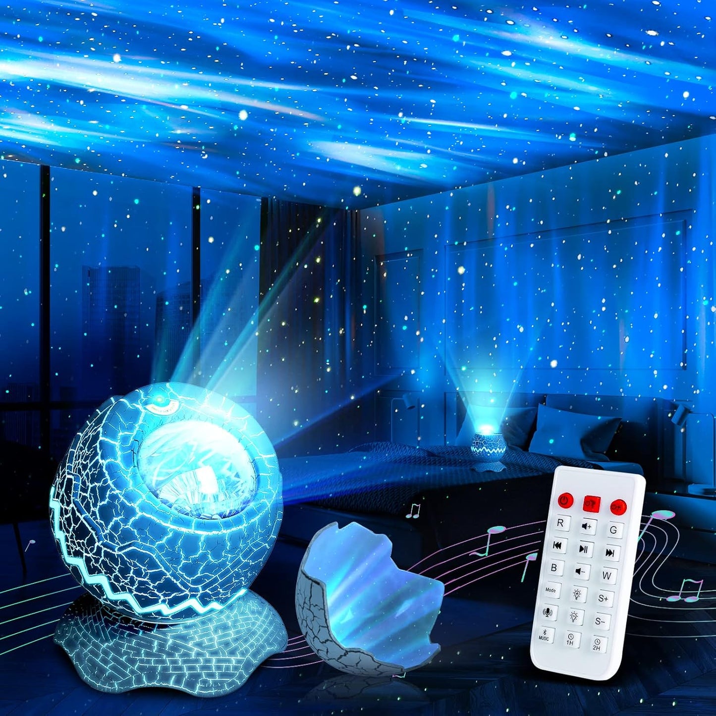 🦖 Dinosaur Egg Galaxy Aurora Projector with Bluetooth Speaker