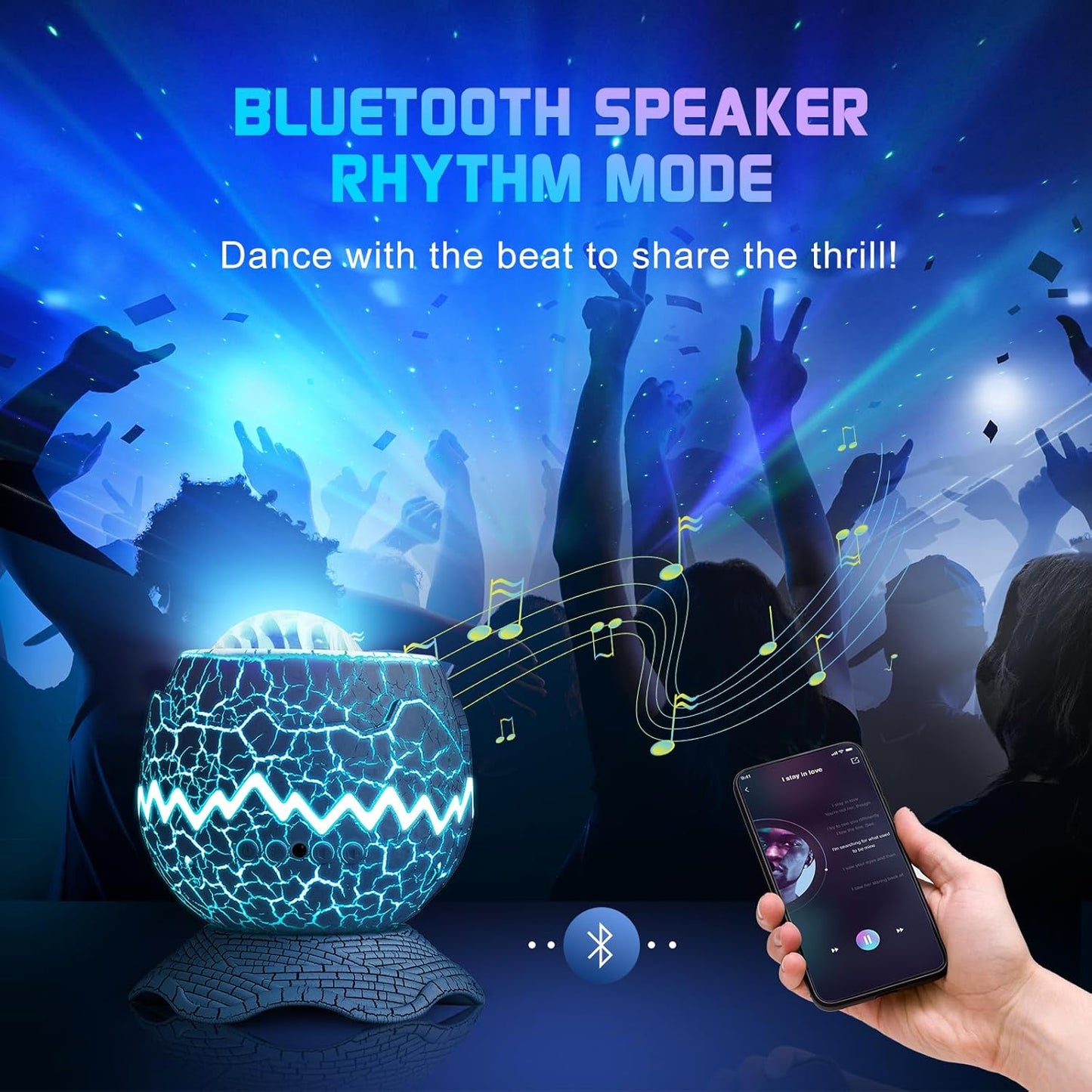 🦖 Dinosaur Egg Galaxy Aurora Projector with Bluetooth Speaker