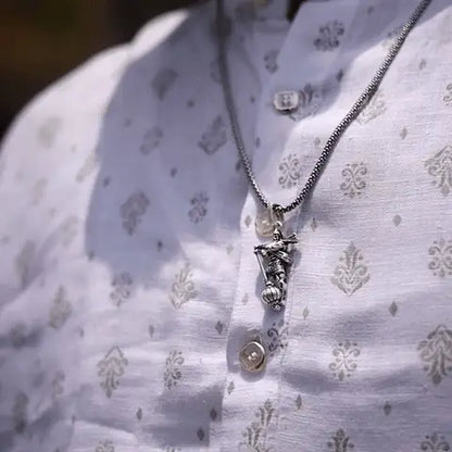 Hanumanji With Gada Silver Pendant Chain