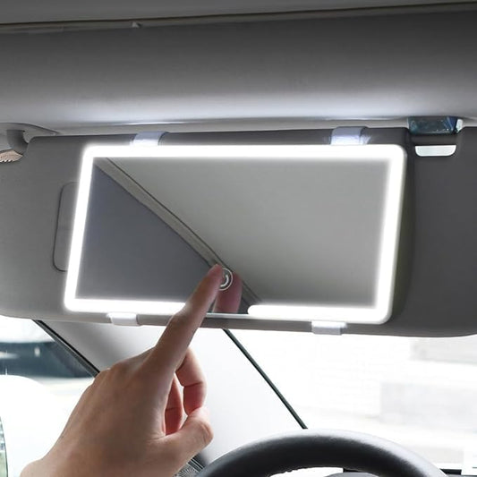 Car Sun Visor LED Makeup Mirror with Touch Sensor, USB Rechargeable Vanity Mirror for Women & Girls