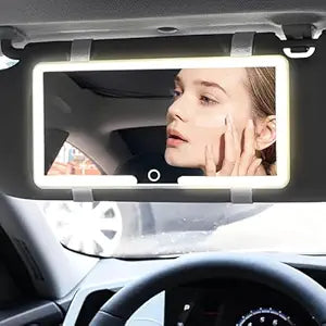 Car Sun Visor LED Makeup Mirror with Touch Sensor, USB Rechargeable Vanity Mirror for Women & Girls