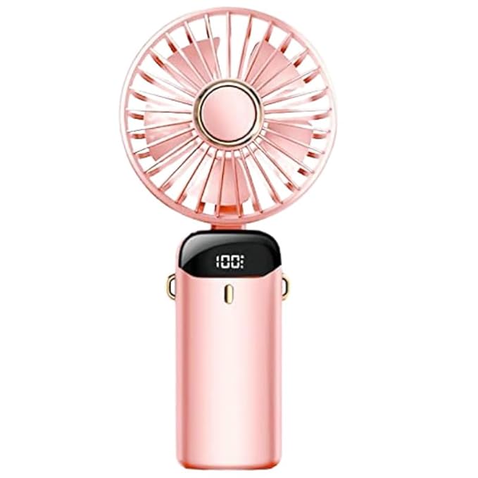 Portable Handheld Fan with 5 Speed Settings, USB Rechargeable Mini Personal Pocket Desk Fan