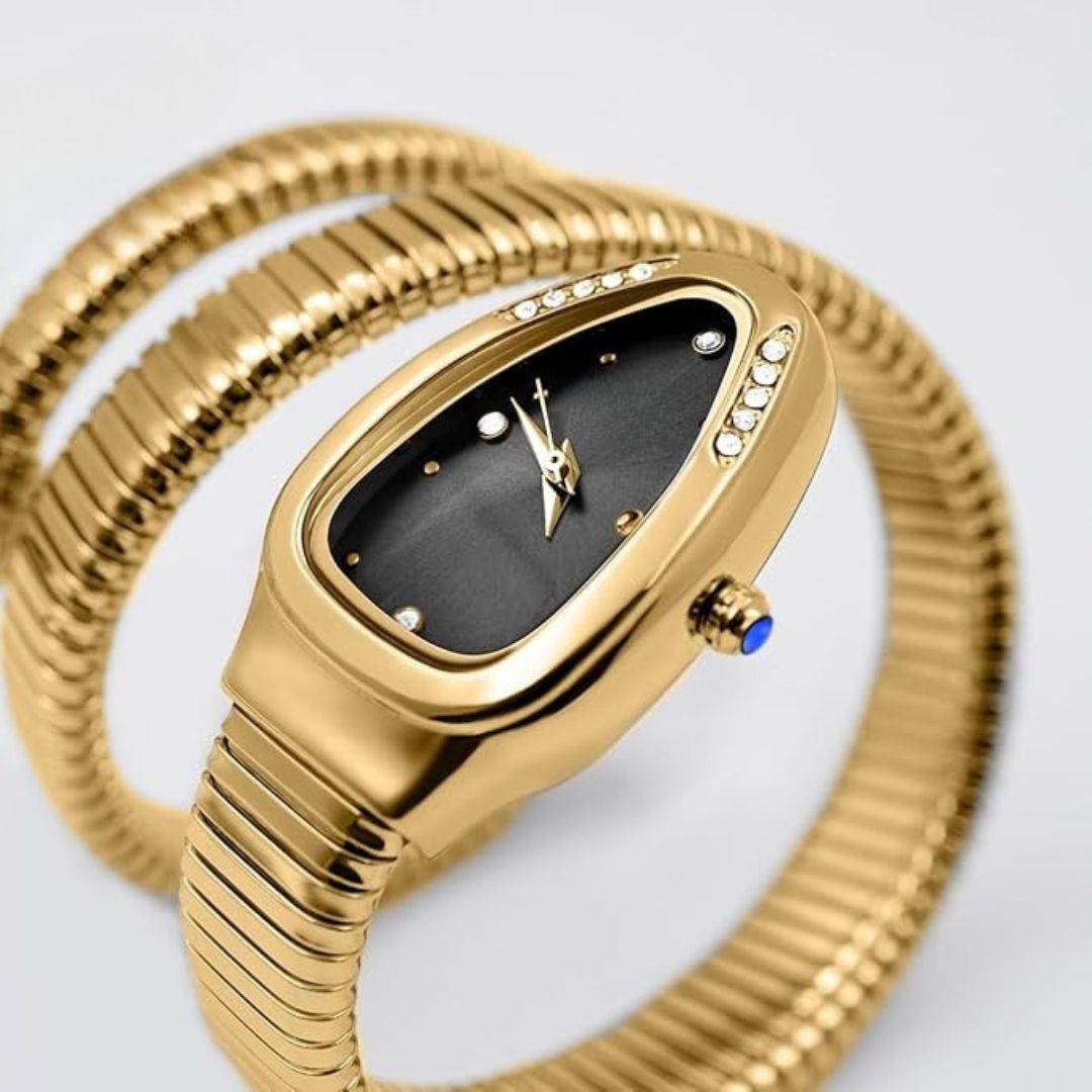 Analogue Snake Wrist Watches for Women Stainless Steel Multicolor Band