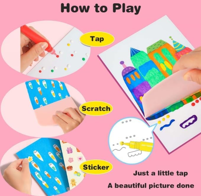 Digi Collections Creative Rainbow Scratch Art Postcard Set for Kids