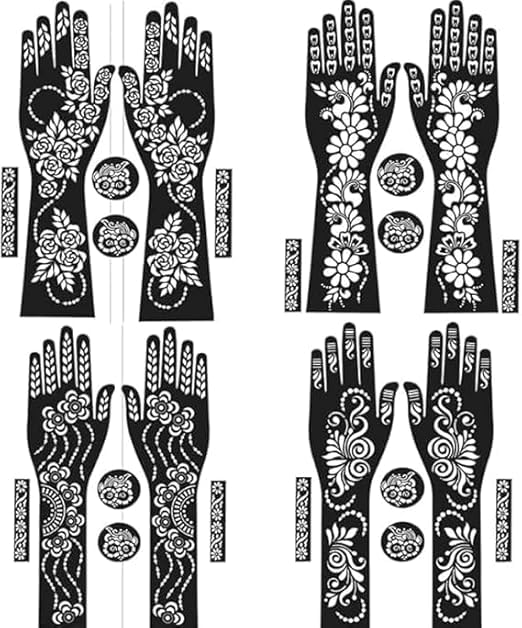Premium Mehendi Stencil Design Full Hand Set