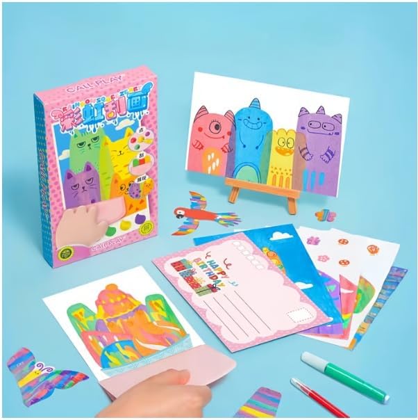 Digi Collections Creative Rainbow Scratch Art Postcard Set for Kids