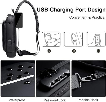 Best Selling Fashion Waterproof Motorcycle Anti-theft Chest Bag USB Men Crossbody Sling Bag Men Crossbody Bag for Men
