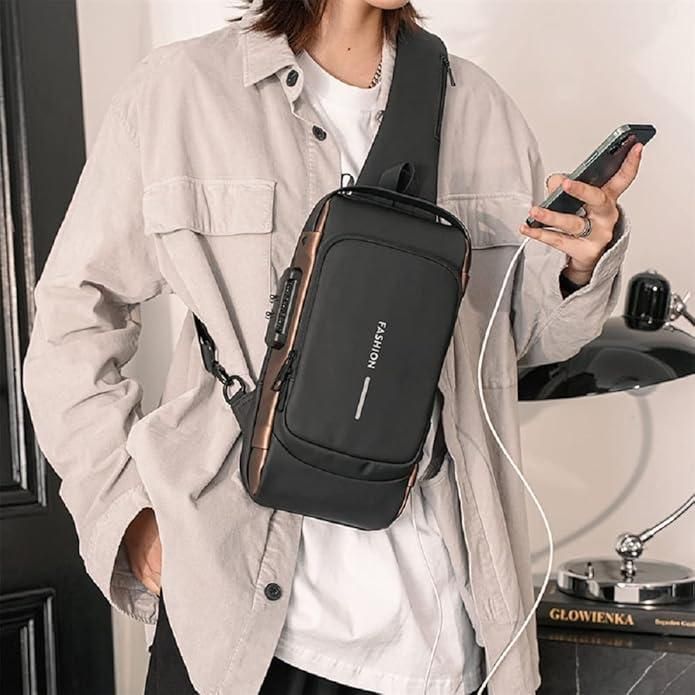 Best Selling Fashion Waterproof Motorcycle Anti-theft Chest Bag USB Men Crossbody Sling Bag Men Crossbody Bag for Men
