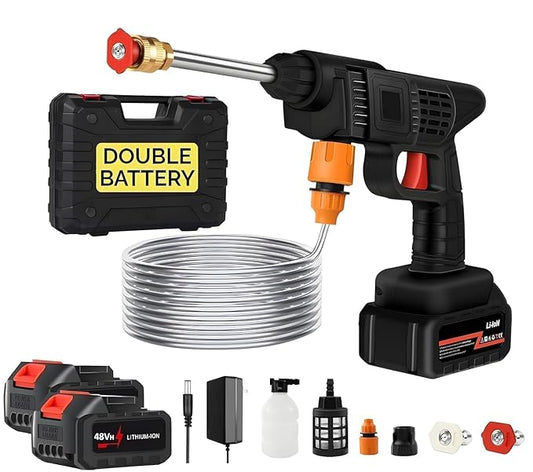 Wireless High Pressure Car Washer & Bike Cleaning 48V Rechargeable Electric Pressure Washer Gun 3in1 Nozzle&5M Hose Pipe