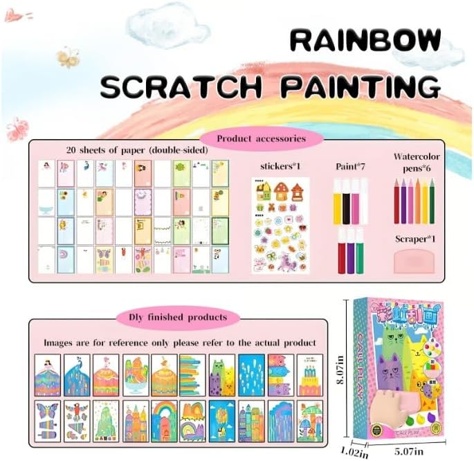 Digi Collections Creative Rainbow Scratch Art Postcard Set for Kids