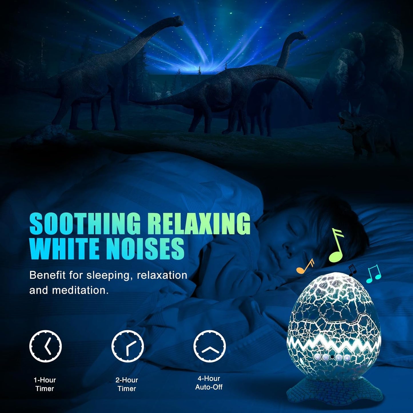 🦖 Dinosaur Egg Galaxy Aurora Projector with Bluetooth Speaker