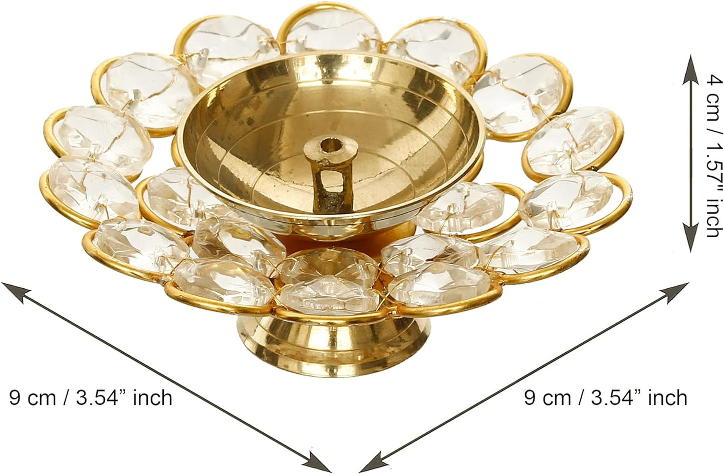 (Pack of 2) Brass Crystal Akhand Diya