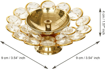 (Pack of 2) Brass Crystal Akhand Diya