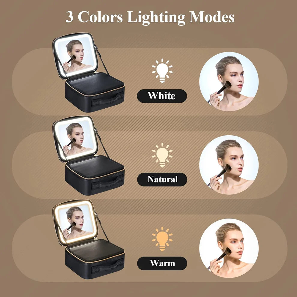 Cosmetic Makeup Bag with LED Mirror 💄✨
