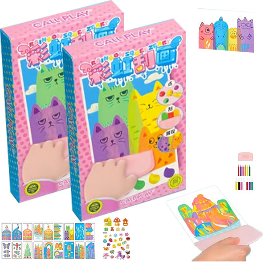 Digi Collections Creative Rainbow Scratch Art Postcard Set for Kids