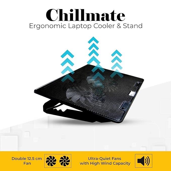Dual-Fan Adjustable Laptop Cooling Pad with Phone Holder
