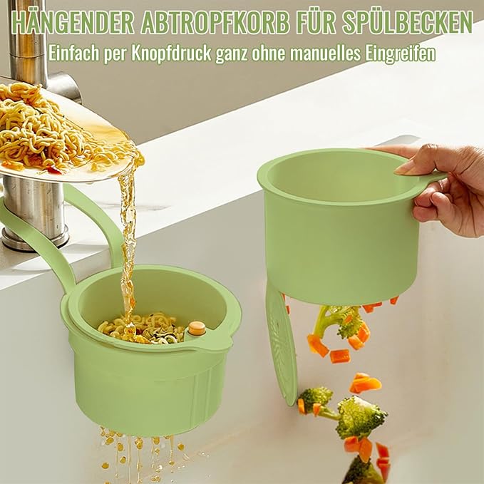 Sink Strainer Basket Hanging Kitchen Sink Strainer Basket with Press Flush Design and Self-Cleaning