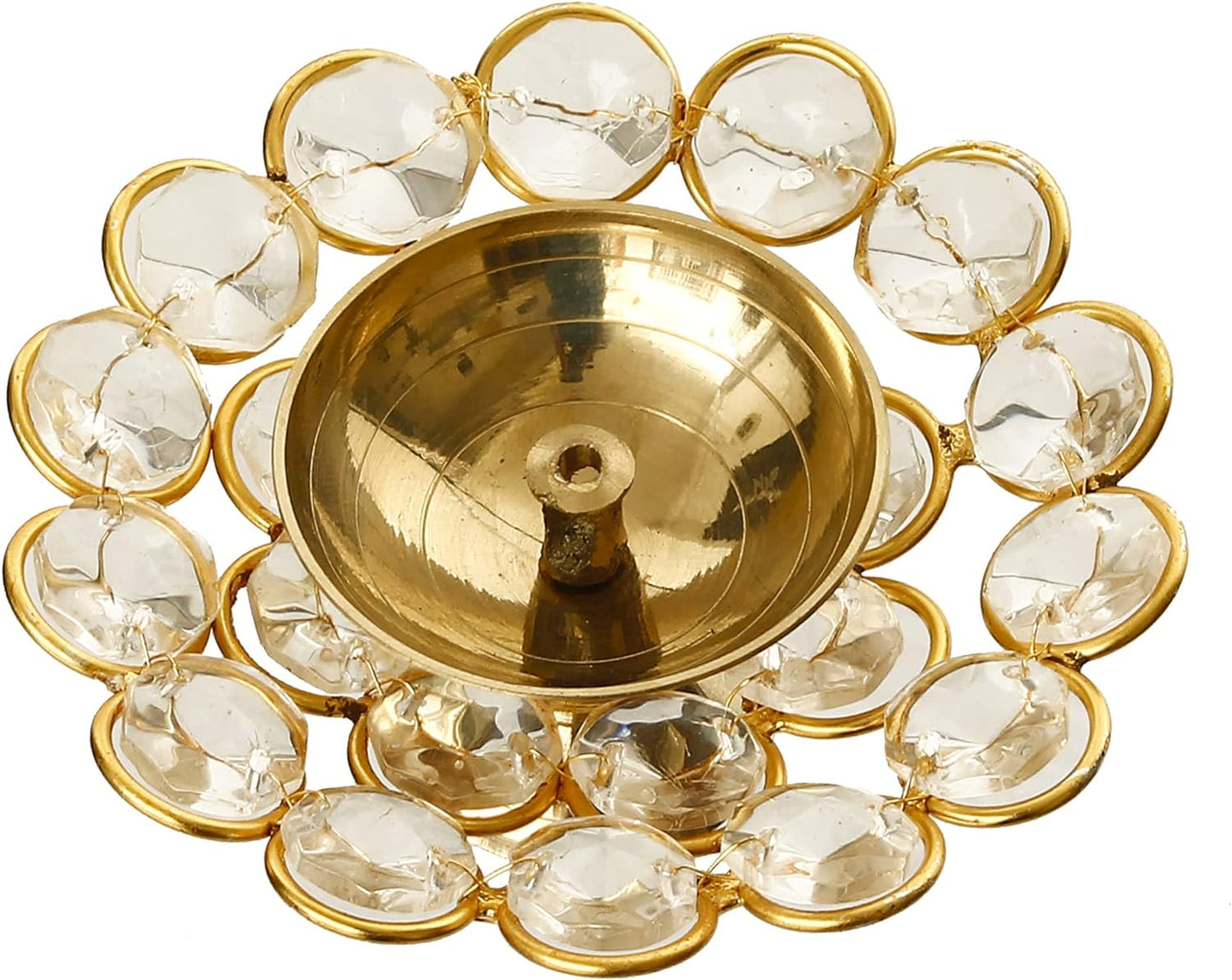 (Pack of 2) Brass Crystal Akhand Diya