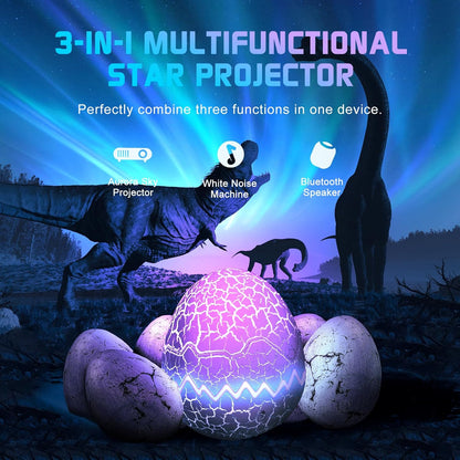 🦖 Dinosaur Egg Galaxy Aurora Projector with Bluetooth Speaker
