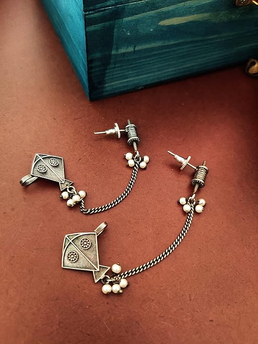 Oxidized Kite Earrings For Women