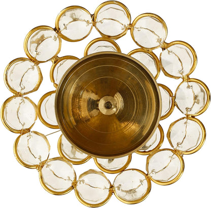 (Pack of 2) Brass Crystal Akhand Diya