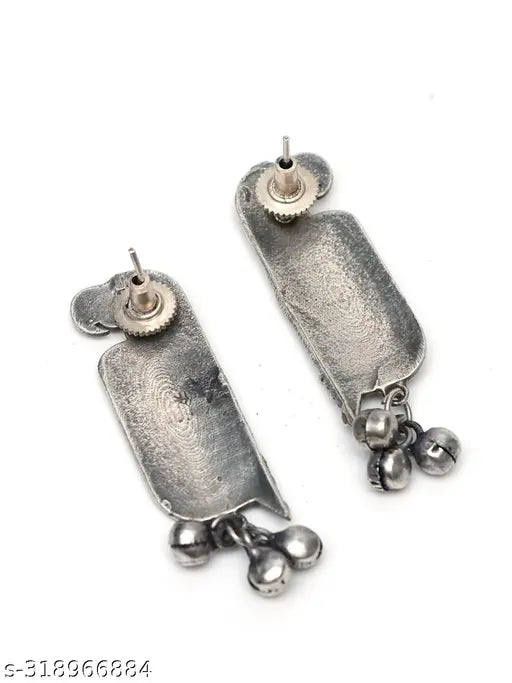 Tanaira Silver Lookalike Parrot Ghungroo Earrings Indian Earring Silver Earring Ghungroo Earring Silvercollection Oxidised Earring for girls and women for Navratri