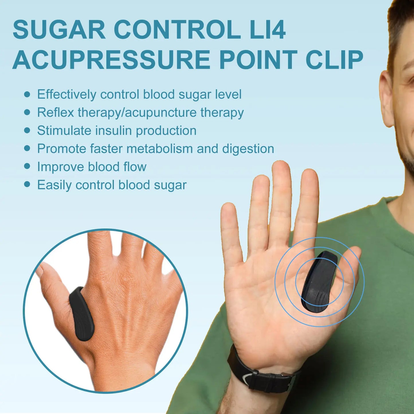 EELHOE Sugar Relief LI4 Acupressure Point Clamp