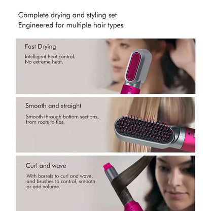 5-in-1 Multi-Functional Hair Styling Tool | Hot Air Brush Hair Dryer with Detachable Comb