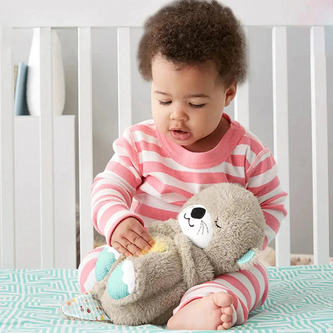 Baby Sound Machine Breathing Otter Portable Plush Baby Toy