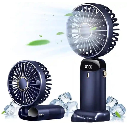 Portable Handheld Fan with 5 Speed Settings, USB Rechargeable Mini Personal Pocket Desk Fan