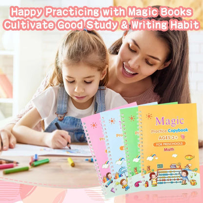 Magic Book for Kids, Sank Magic Practice Copybook, (4 Book+10 Refill+1 Pen+1 Grip)