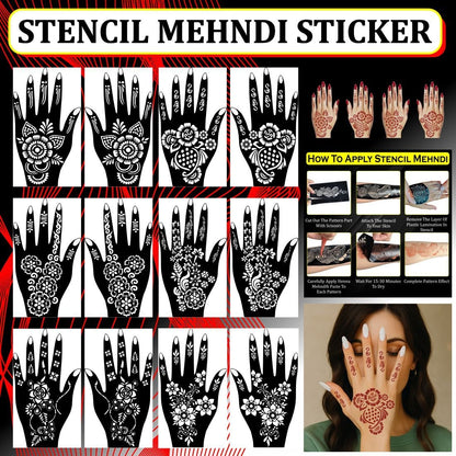 Premium Mehendi Stencil Design Full Hand Set