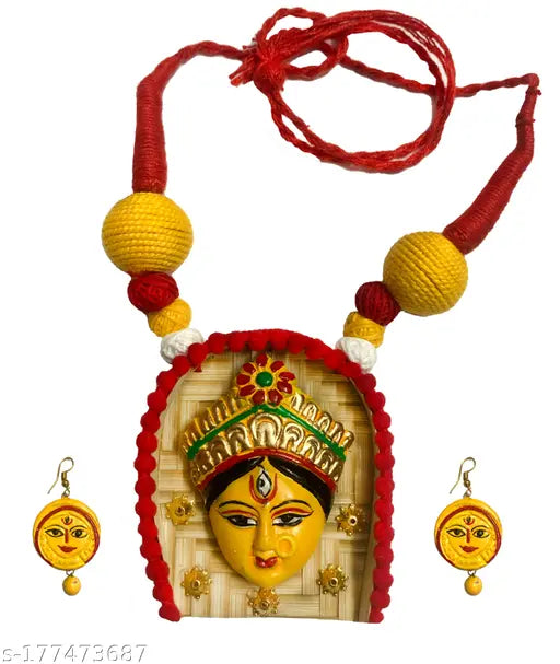 Women's And Girl's Classic Terracota Partywear Jewelllery Set for Navratri