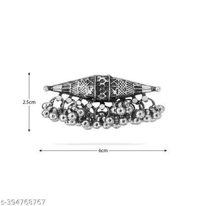 Oxidized Silver Statement Ring For Navratri, Garba Jewelry