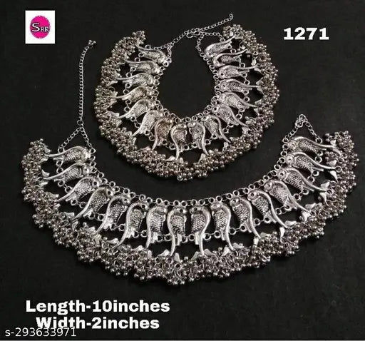 PEACOCK GHUNGROO ANKLET, silver look alike, german silver, banjara collection, boho hippie tribal indian oxidized jewellery, gifts for her