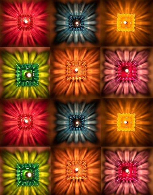 (Pack of 12) Multicolor Plastic Reflection Diya