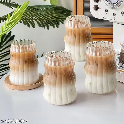 Pack of 2 Glass Coffee Tumbler with Straw