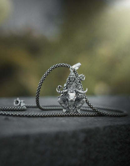 Shivji with Nandi Silver Pendant Chain