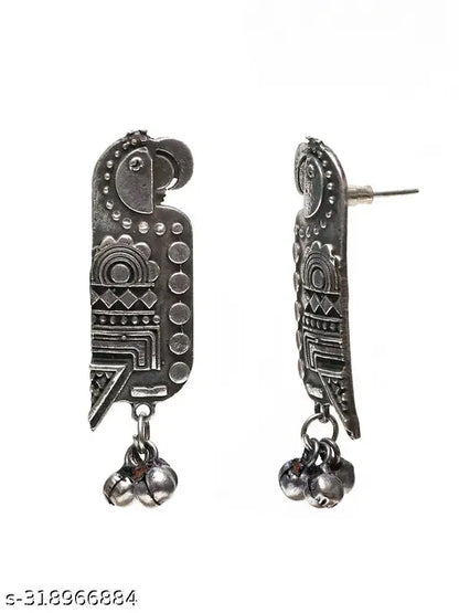 Tanaira Silver Lookalike Parrot Ghungroo Earrings Indian Earring Silver Earring Ghungroo Earring Silvercollection Oxidised Earring for girls and women for Navratri